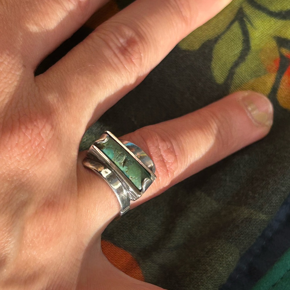 14k and Silver and Turquoise hand made Ring